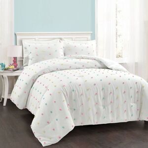 3pc Full/Queen Kids' Rainbow Tufted Dot Oversized Comforter Set - Lush Déco